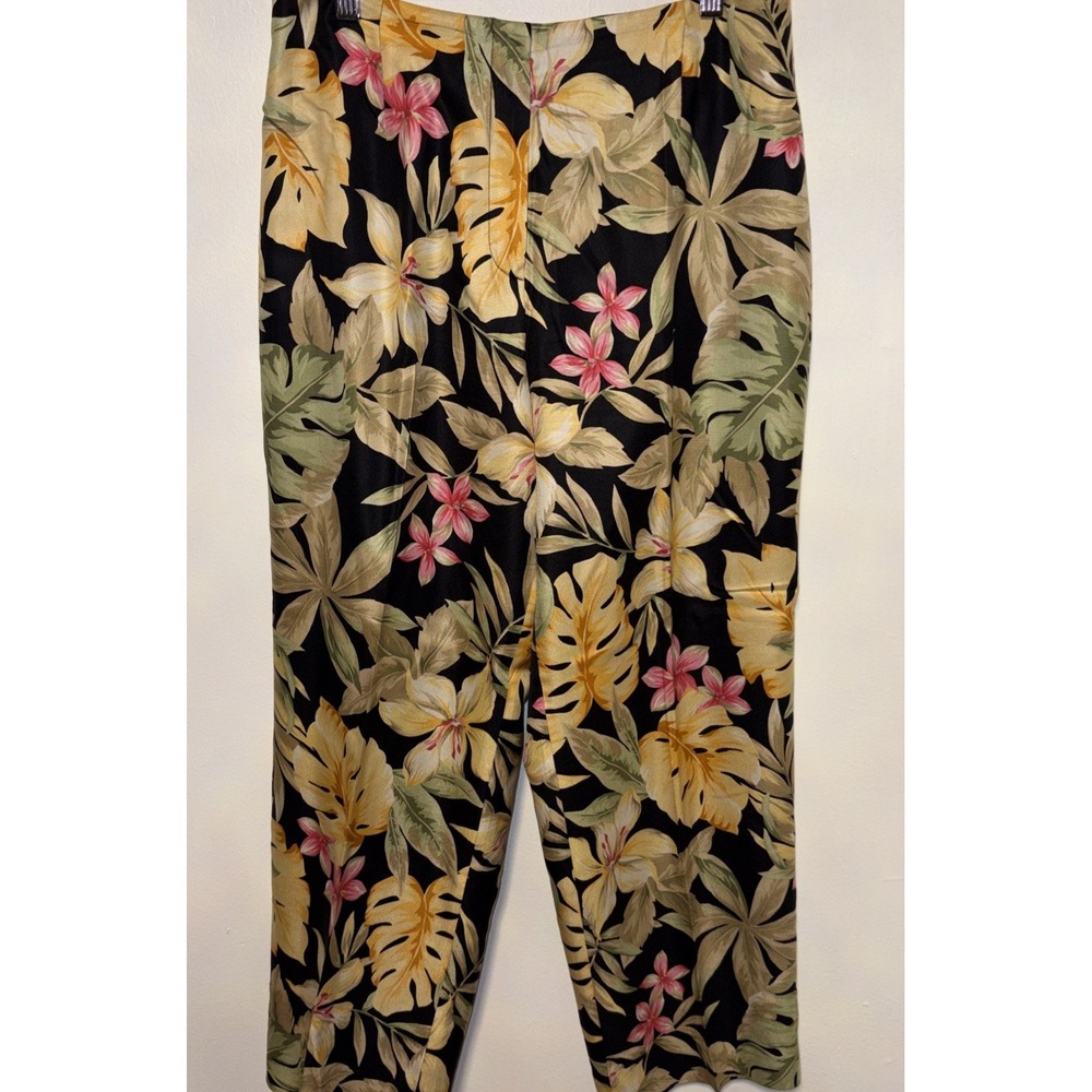 Talbots Pure Silk Floral Lined Pants Size 10‎ Medium Floral Tropical Straight